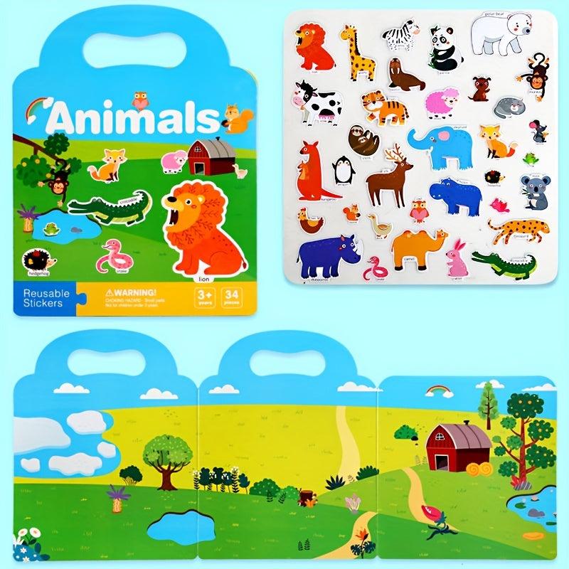 Reusable Kids Sticker Book - Fun Stickers for Boys & Girls