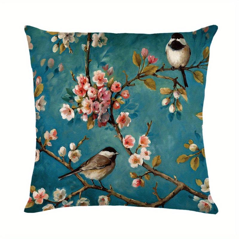 Birds & Branch Print Pillow Case 100% Polyester Home Decor
