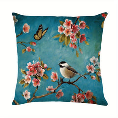 Birds & Branch Print Pillow Case 100% Polyester Home Decor