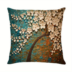 Tree with 3D Flowers Print Pillow Cover for Sofa Home Decor