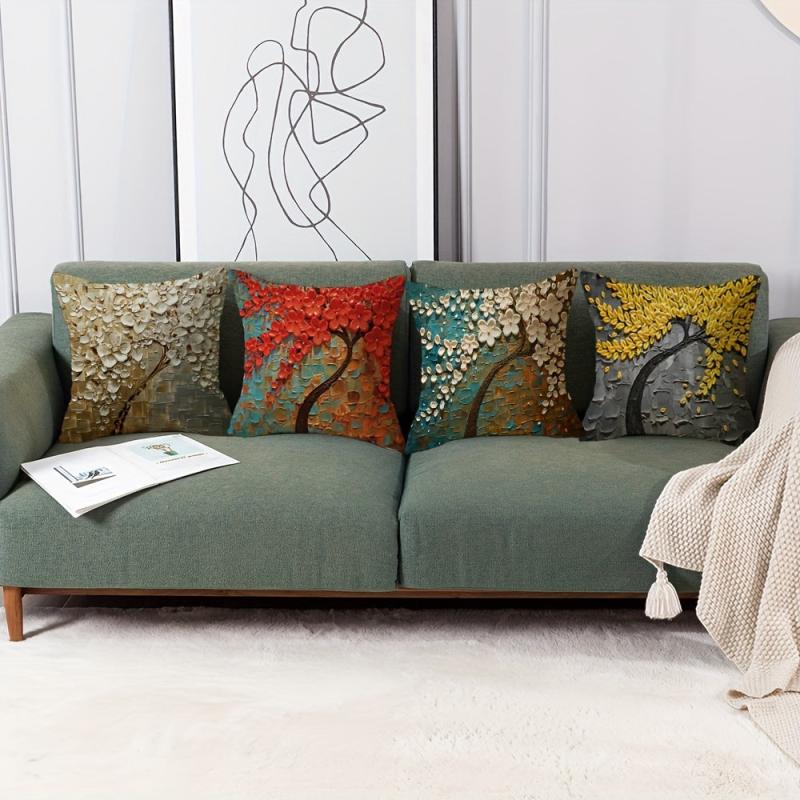 Tree with 3D Flowers Print Pillow Cover for Sofa Home Decor