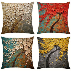 Tree with 3D Flowers Print Pillow Cover for Sofa Home Decor