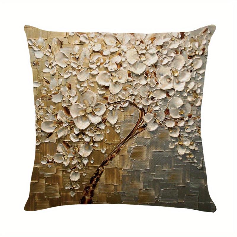 Tree with 3D Flowers Print Pillow Cover for Sofa Home Decor