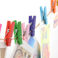 20pcs Multicolor Wood Photo Clips 3 1/4 Inches