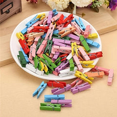 20pcs Multicolor Wood Photo Clips 3 1/4 Inches