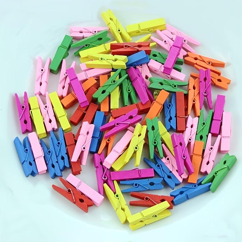 20pcs Multicolor Wood Photo Clips 3 1/4 Inches
