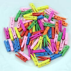 20pcs Multicolor Wood Photo Clips 3 1/4 Inches