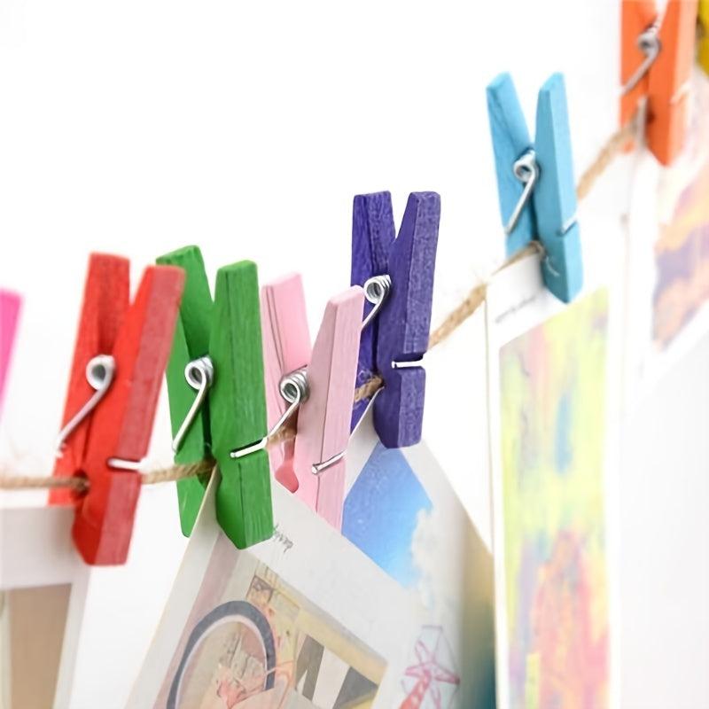 20pcs Multicolor Wood Photo Clips 3 1/4 Inches