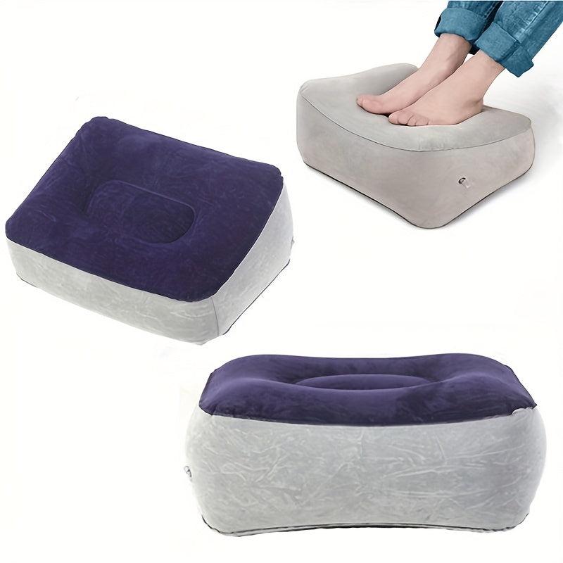 Inflatable Travel Foot Rest Pillow Soft Flocking Flying Relaxation