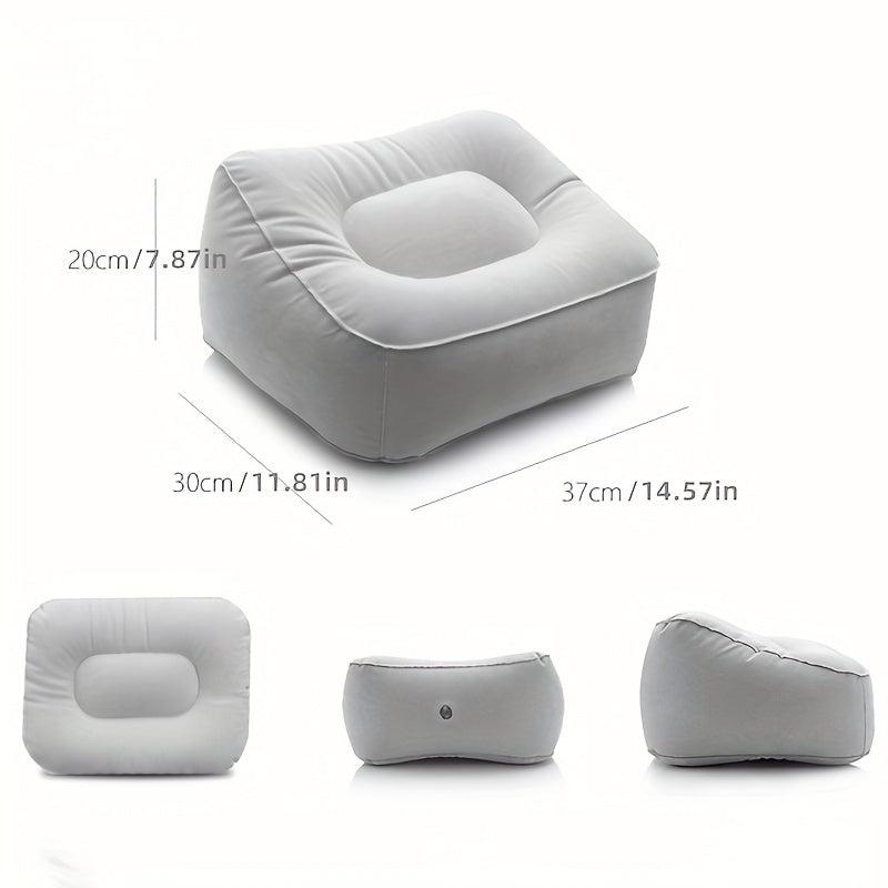 Inflatable Travel Foot Rest Pillow Soft Flocking Flying Relaxation