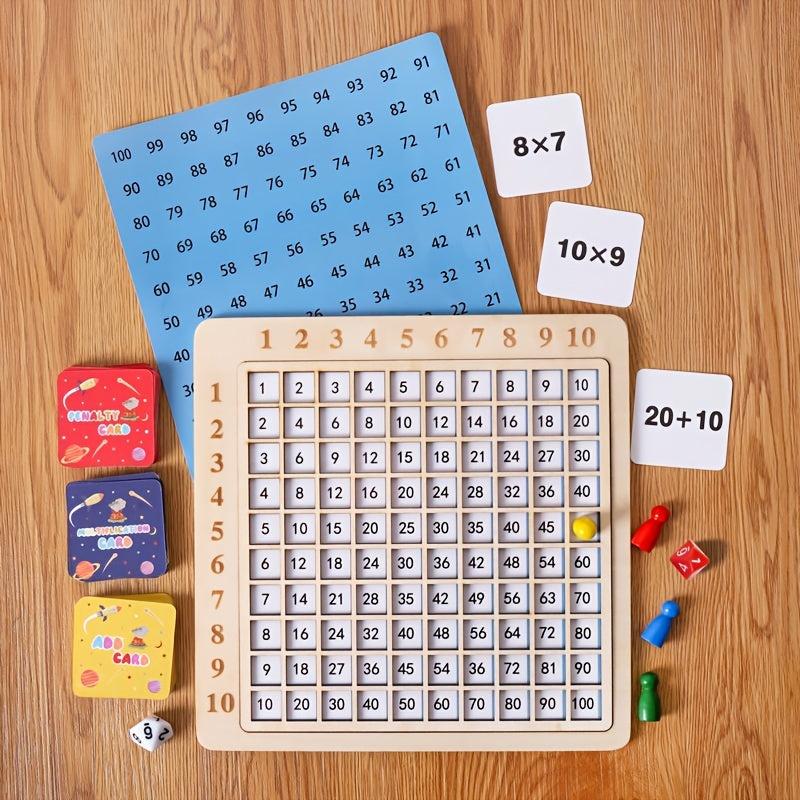 Wooden 2-In-1 Number Students Early Years Ninety-Nine Multiply Method Guidebook