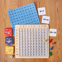 Wooden 2-In-1 Number Students Early Years Ninety-Nine Multiply Method Guidebook
