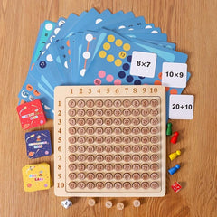 Wooden 2-In-1 Number Students Early Years Ninety-Nine Multiply Method Guidebook