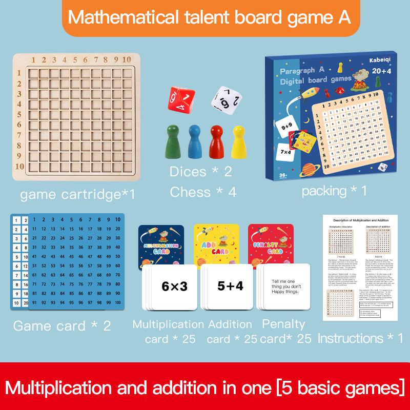 Wooden 2-In-1 Number Students Early Years Ninety-Nine Multiply Method Guidebook