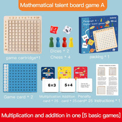 Wooden 2-In-1 Number Students Early Years Ninety-Nine Multiply Method Guidebook