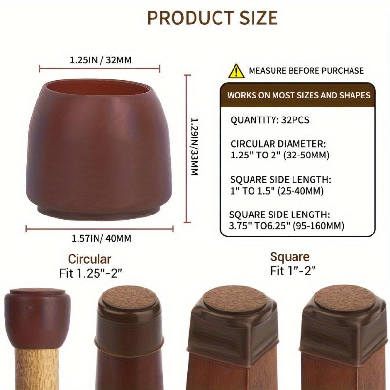 32pcs Silicone Chair Leg Floor Protectors Rubber Feet Caps Covers