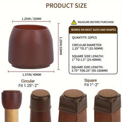 32pcs Silicone Chair Leg Floor Protectors Rubber Feet Caps Covers