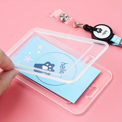 Transparent Card Holder With Lanyard Student ID Business Card Holder