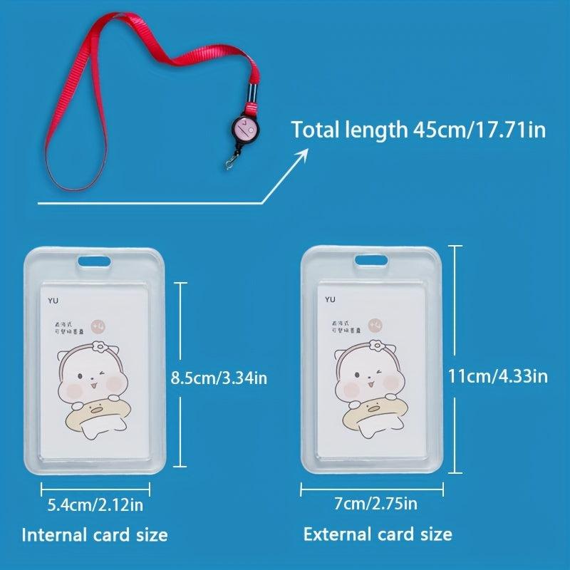Transparent Card Holder With Lanyard Student ID Business Card Holder