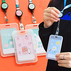 Transparent Card Holder With Lanyard Student ID Business Card Holder