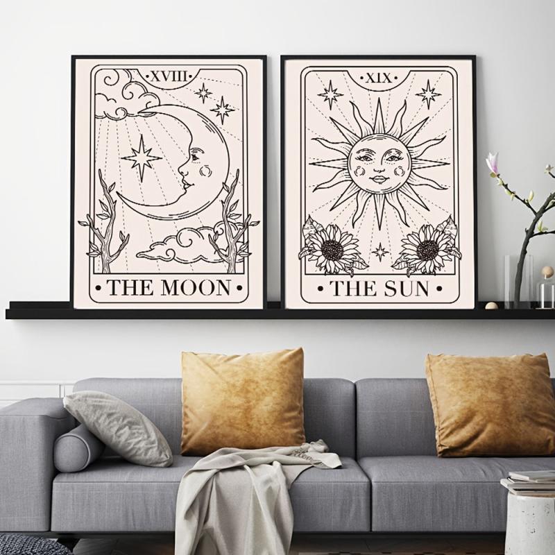 Moon And Sun Canvas Painting Wall Art Prints For Living Room Bedroom