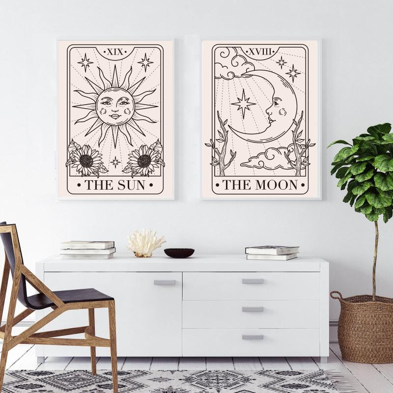 Moon And Sun Canvas Painting Wall Art Prints For Living Room Bedroom