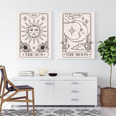 Moon And Sun Canvas Painting Wall Art Prints For Living Room Bedroom