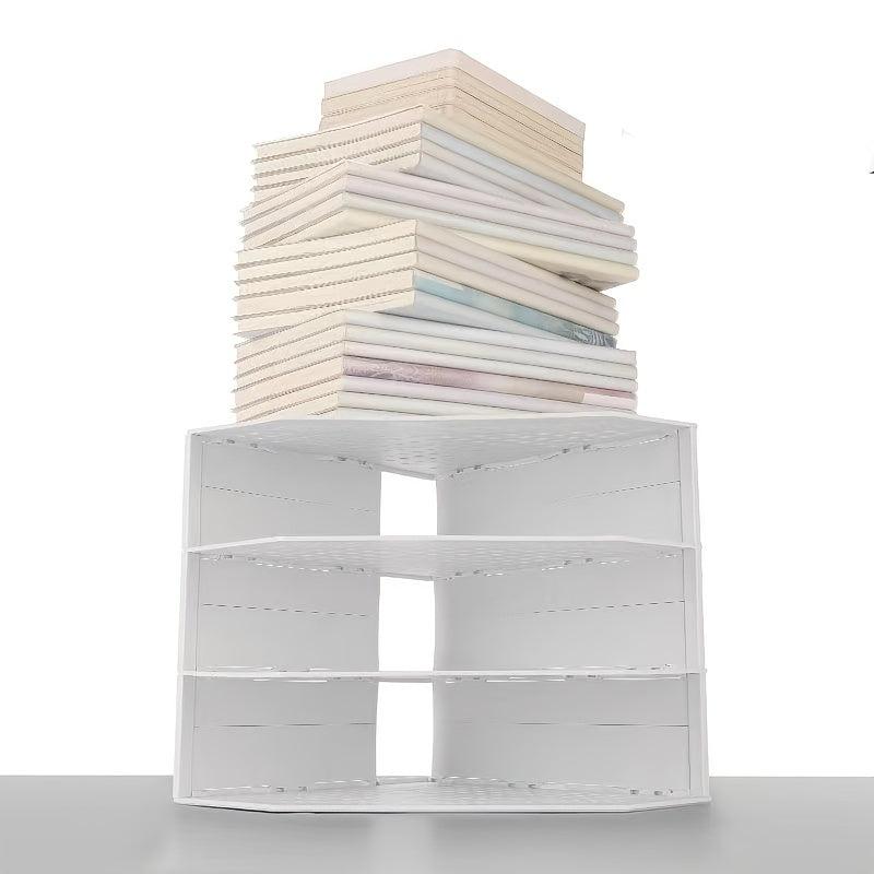 Retractable 4 Compartment Bookshelf File Storage Box Desk Necessities