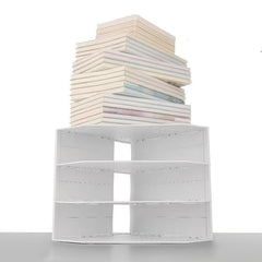 Retractable 4 Compartment Bookshelf File Storage Box Desk Necessities