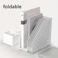 Retractable 4 Compartment Bookshelf File Storage Box Desk Necessities