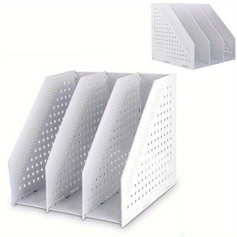 Retractable 4 Compartment Bookshelf File Storage Box Desk Necessities