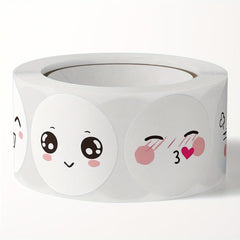 500 Happy Face Stickers Roll - 8 Funny Expressions Reward Labels