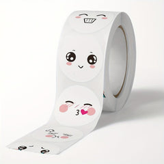 500 Happy Face Stickers Roll - 8 Funny Expressions Reward Labels