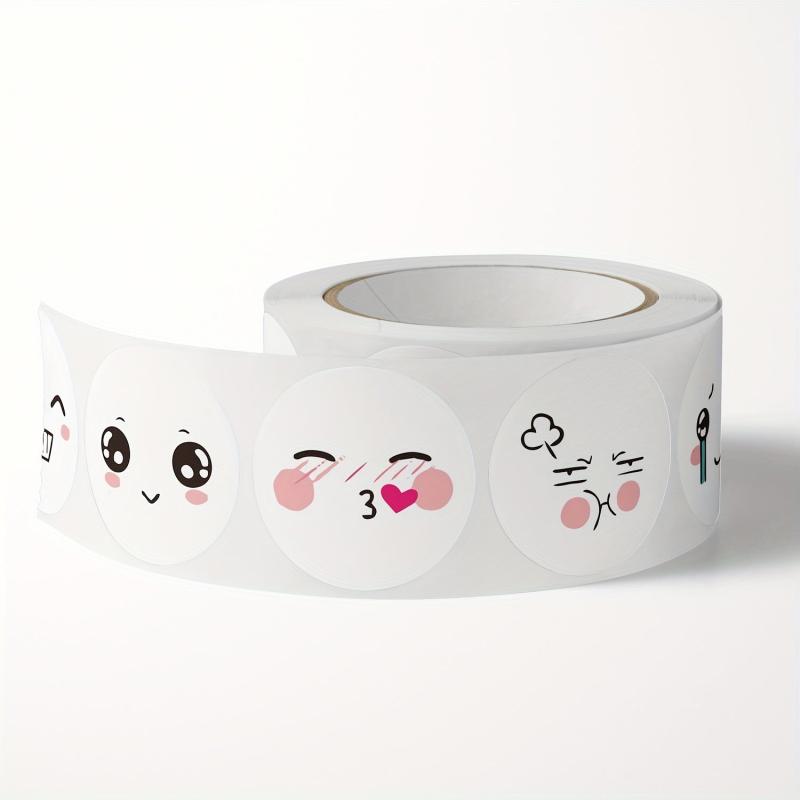 500 Happy Face Stickers Roll - 8 Funny Expressions Reward Labels