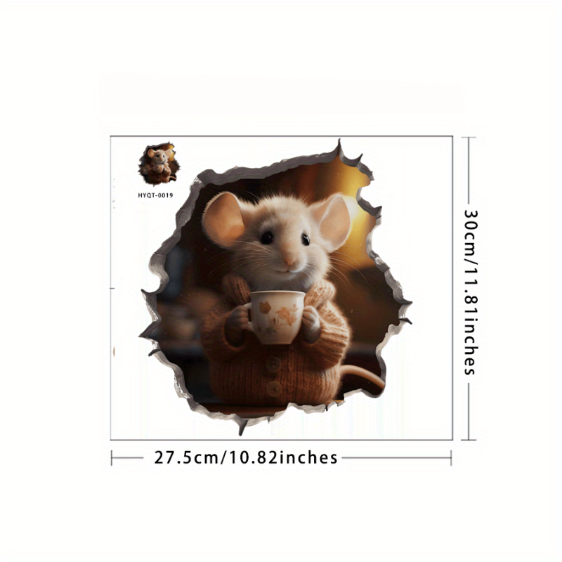 3D Mouse Wall Sticker Self-adhesive Living Room Bedroom Corne...