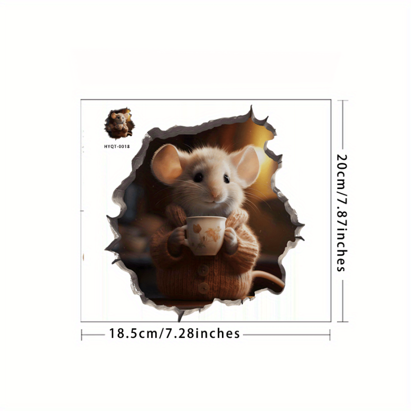 3D Mouse Wall Sticker Self-adhesive Living Room Bedroom Corne...