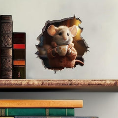 3D Mouse Wall Sticker Self-adhesive Living Room Bedroom Corne...
