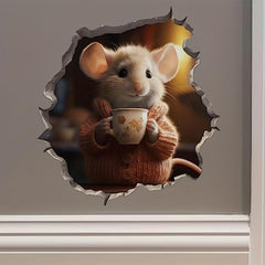 3D Mouse Wall Sticker Self-adhesive Living Room Bedroom Corne...