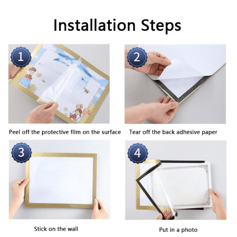 10pcs A4 Self Adhesive Magnetic Photo Frame Yellow Display Rack Hanger