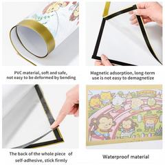 10pcs A4 Self Adhesive Magnetic Photo Frame Yellow Display Rack Hanger