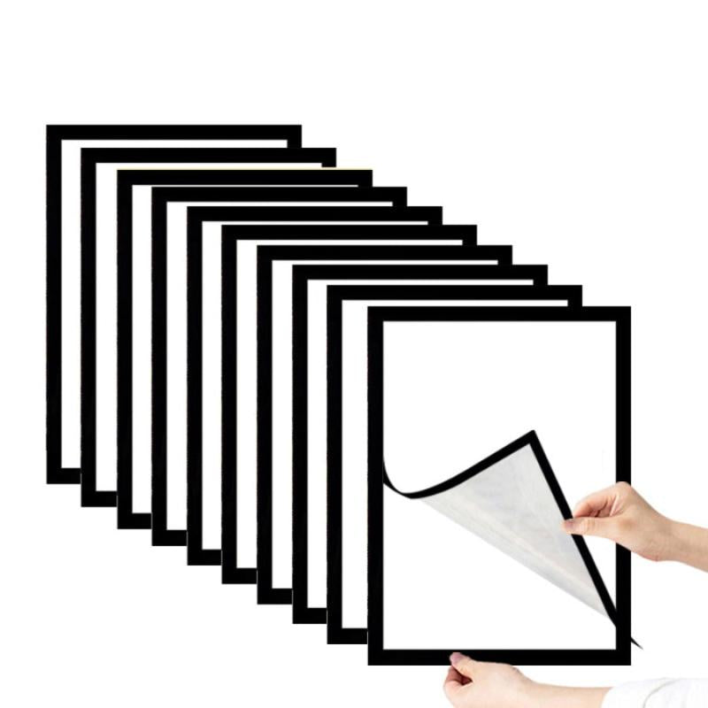10pcs A4 Self Adhesive Magnetic Photo Frame Yellow Display Rack Hanger