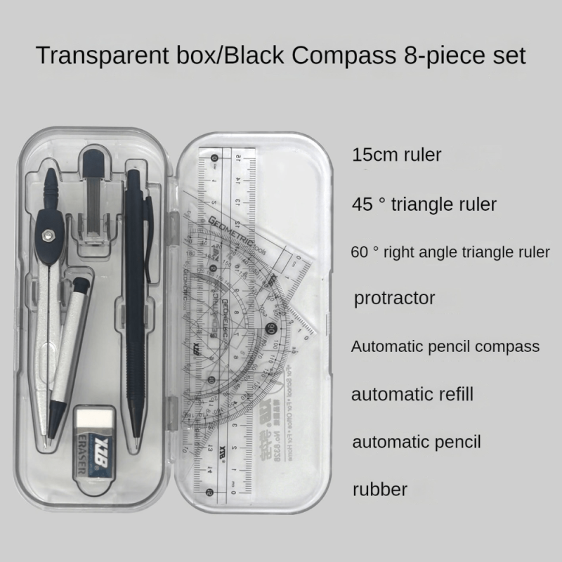 8 Piece Compass Ruler Set for School & Office - Upgrade Your Drawing Skills