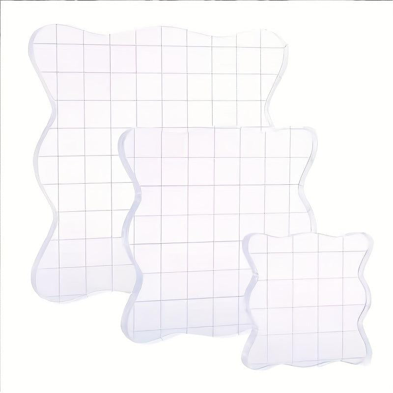 3pcs Acrylic Stamp Blocks Set with Grids - Basic Stamp Tools