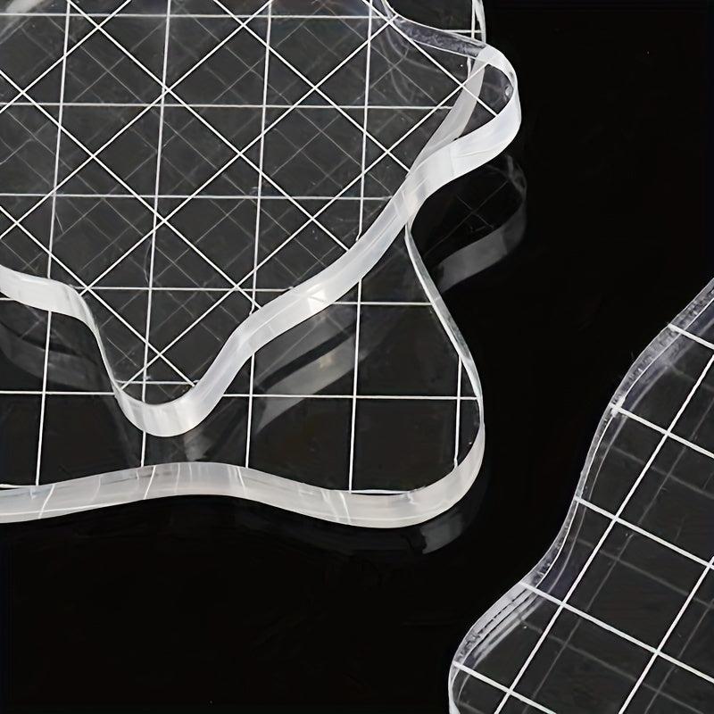 3pcs Acrylic Stamp Blocks Set with Grids - Basic Stamp Tools