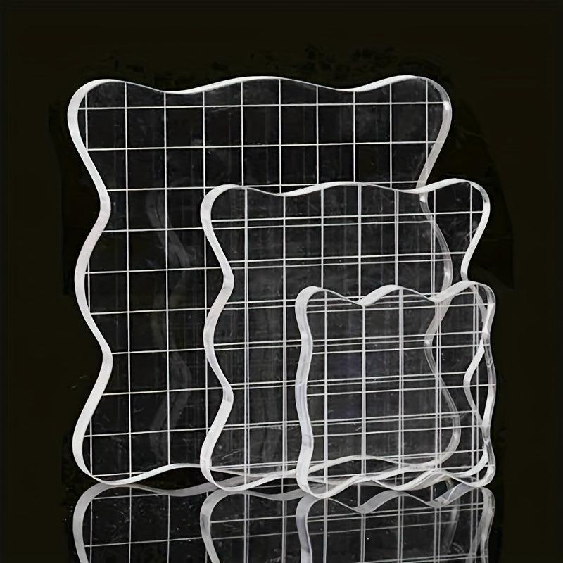 3pcs Acrylic Stamp Blocks Set with Grids - Basic Stamp Tools