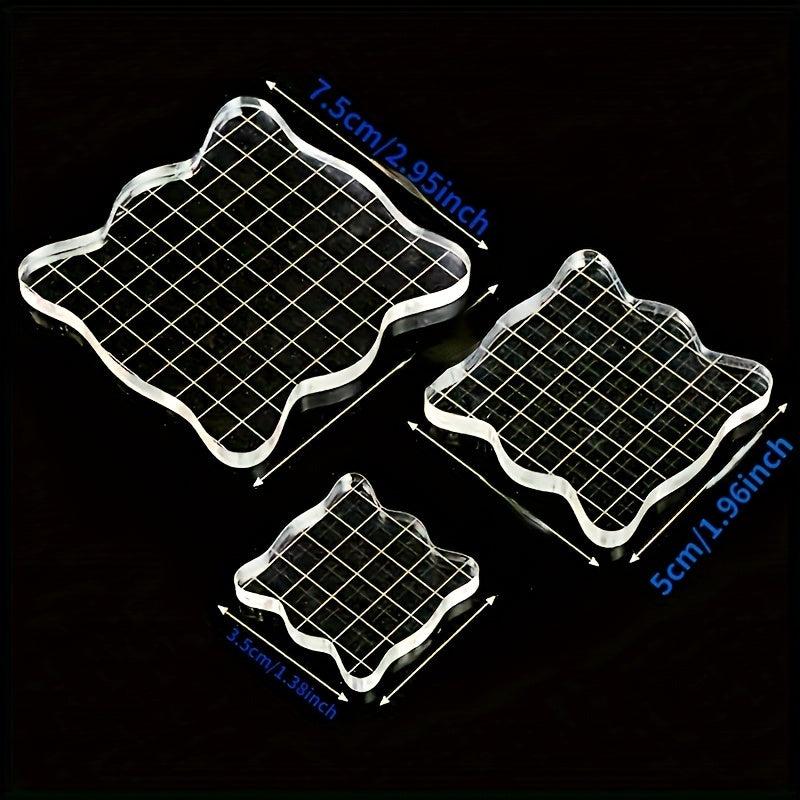 3pcs Acrylic Stamp Blocks Set with Grids - Basic Stamp Tools