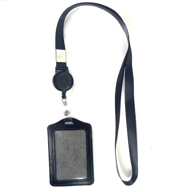 Vertical Work ID Holder with Shrink Buckle & Lanyard