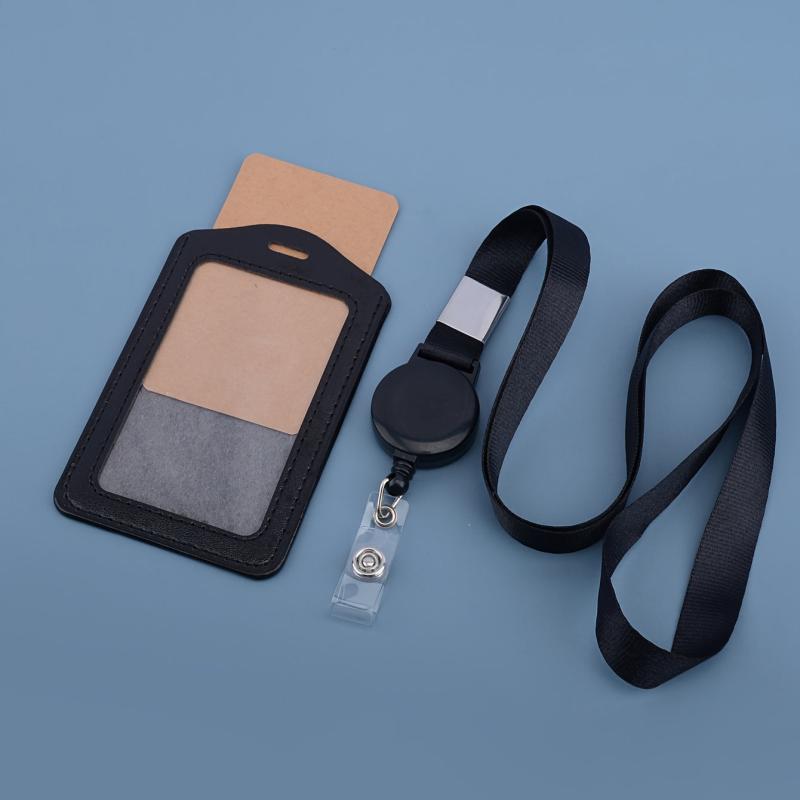 Vertical Work ID Holder with Shrink Buckle & Lanyard