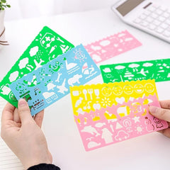 4pcs Patterned Ruler Set Art Drawing Student Stationery Teacher Aids