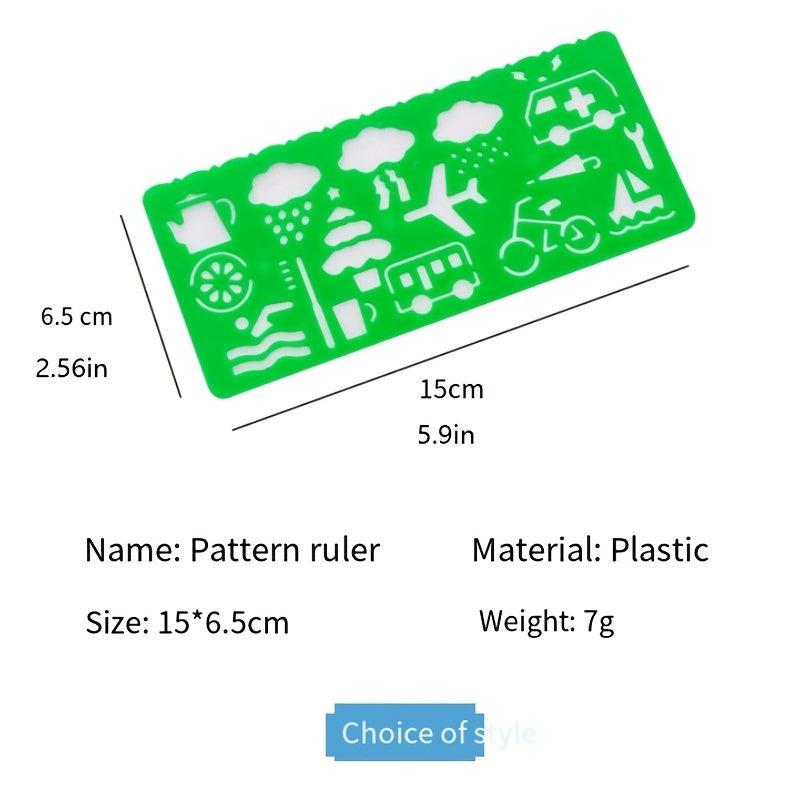 4pcs Patterned Ruler Set Art Drawing Student Stationery Teacher Aids